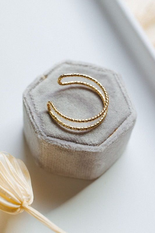 Gold Textured Double Stack Ring