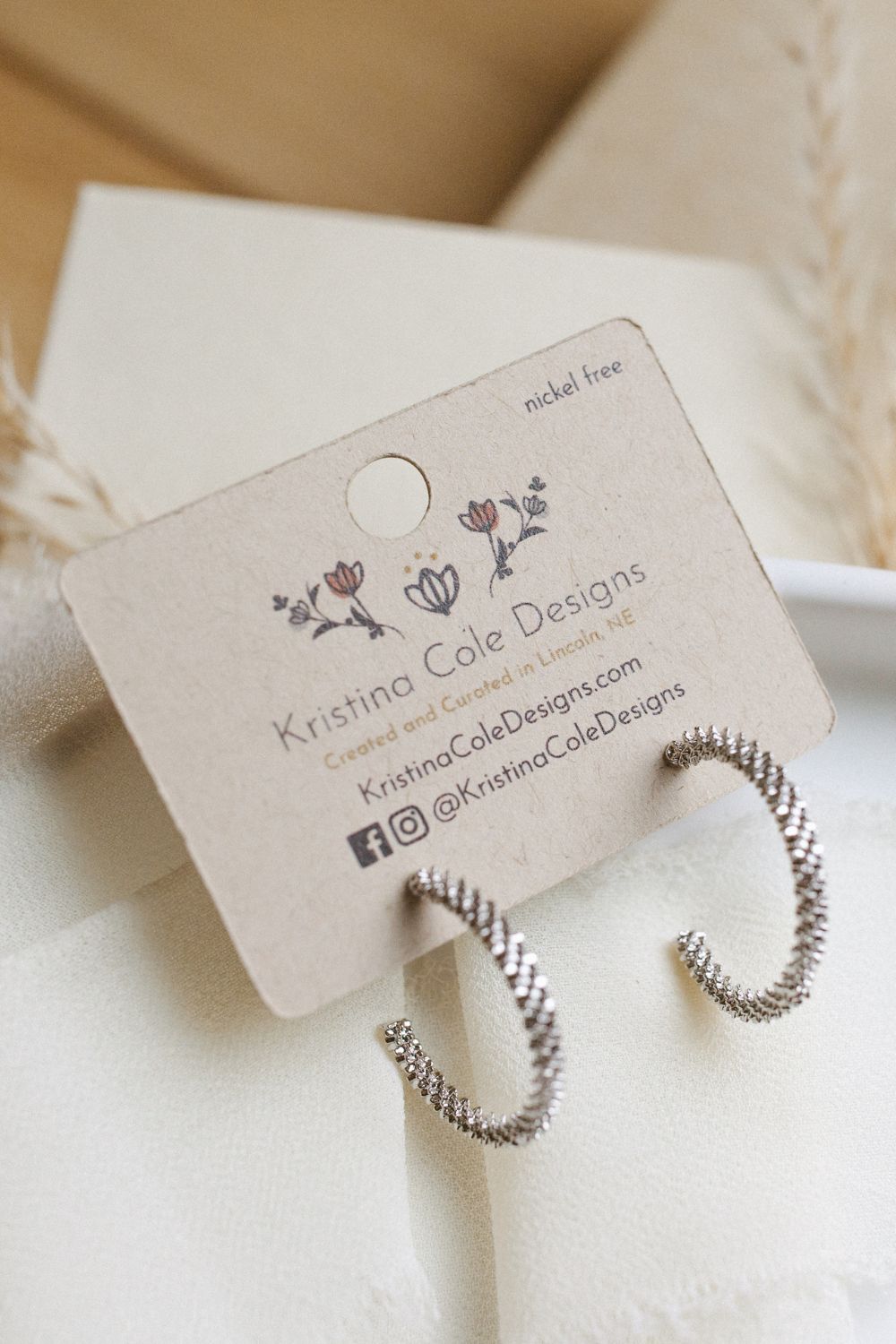 Silver Textured Hoops