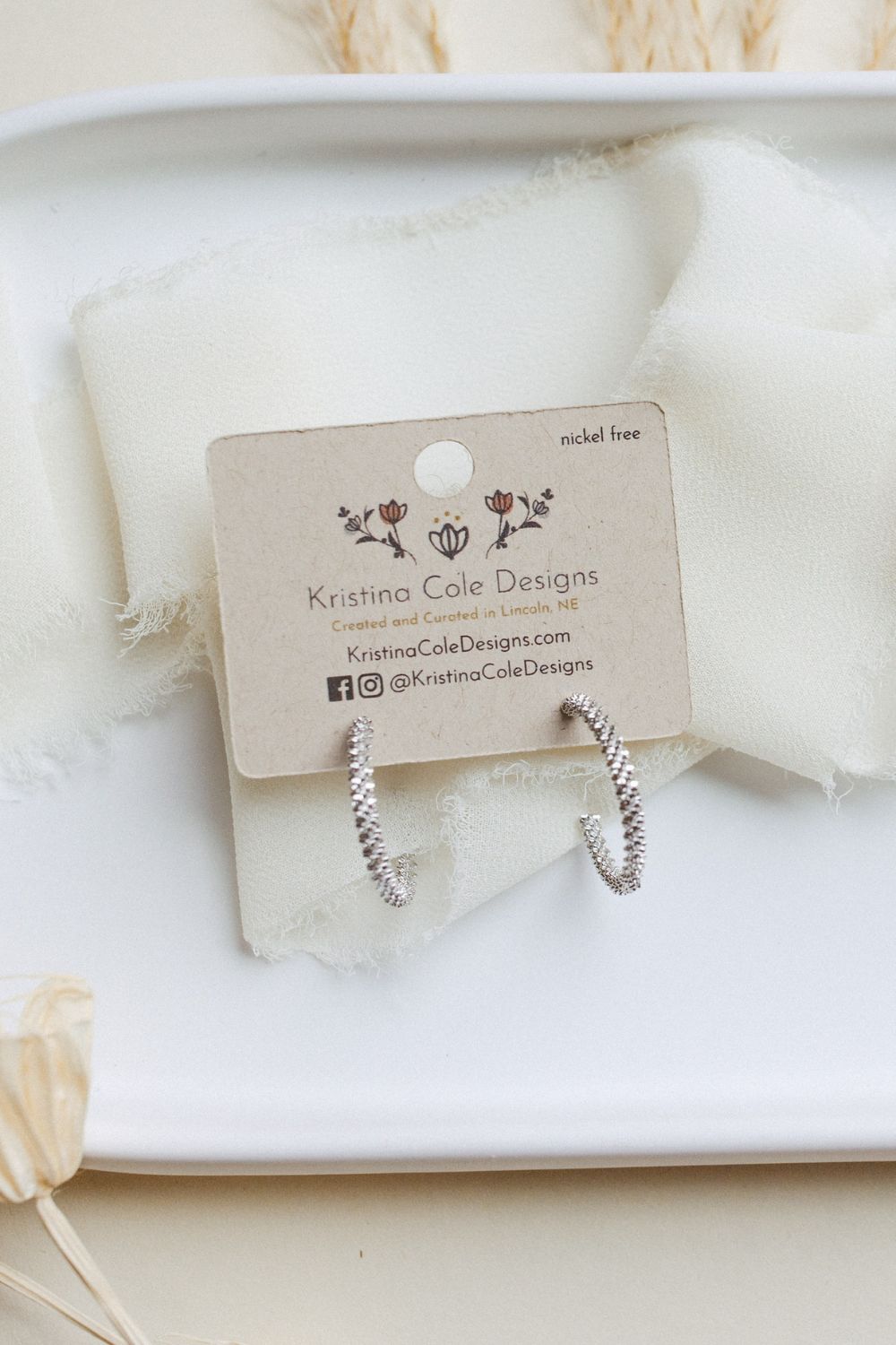 Silver Textured Hoops
