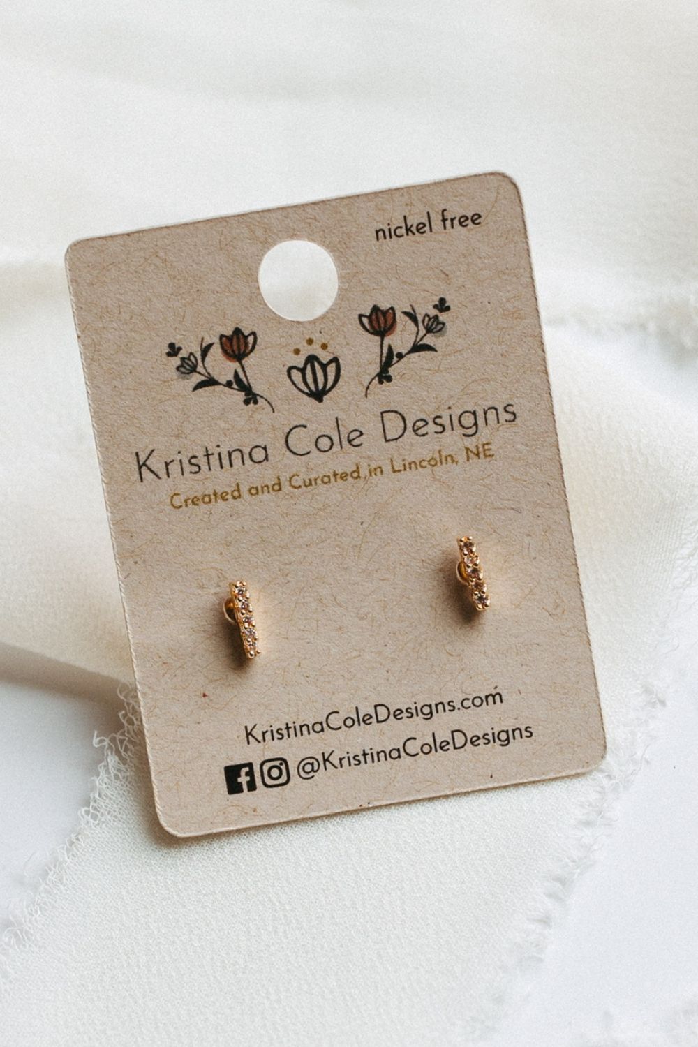 Gold/Diamond Bar Studs