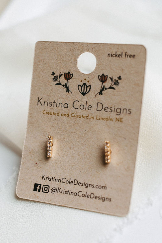Gold/Diamond Bar Studs