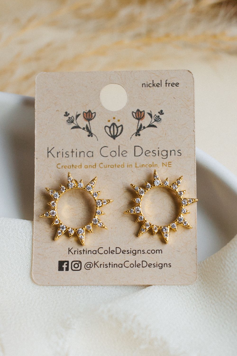 Gold/Diamond Sun Studs