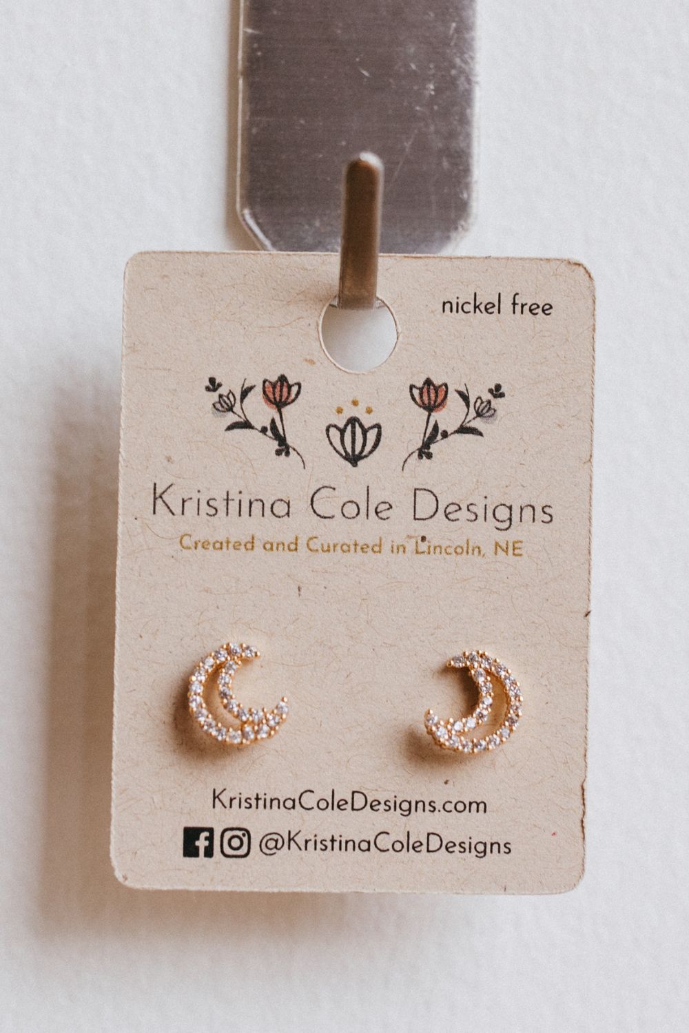 Gold/Diamond Moon Studs