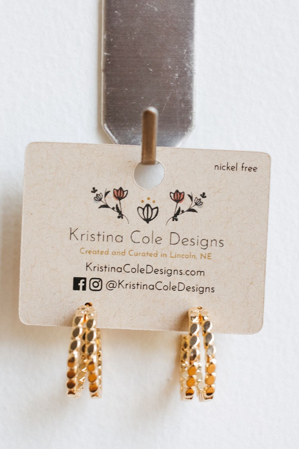 Gold Double Beaded Hoops
