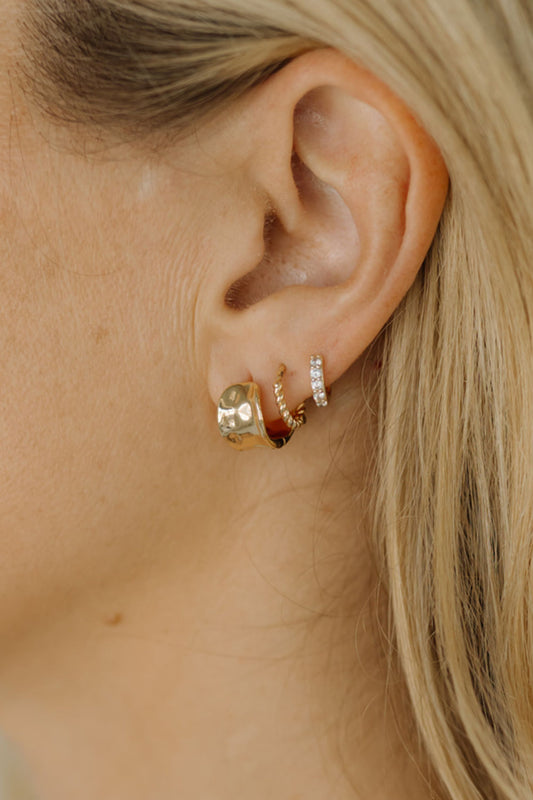 Gold Hammered Huggie Earrings