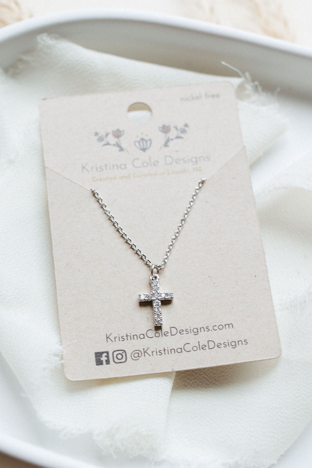 Silver/Diamond Cross Necklace