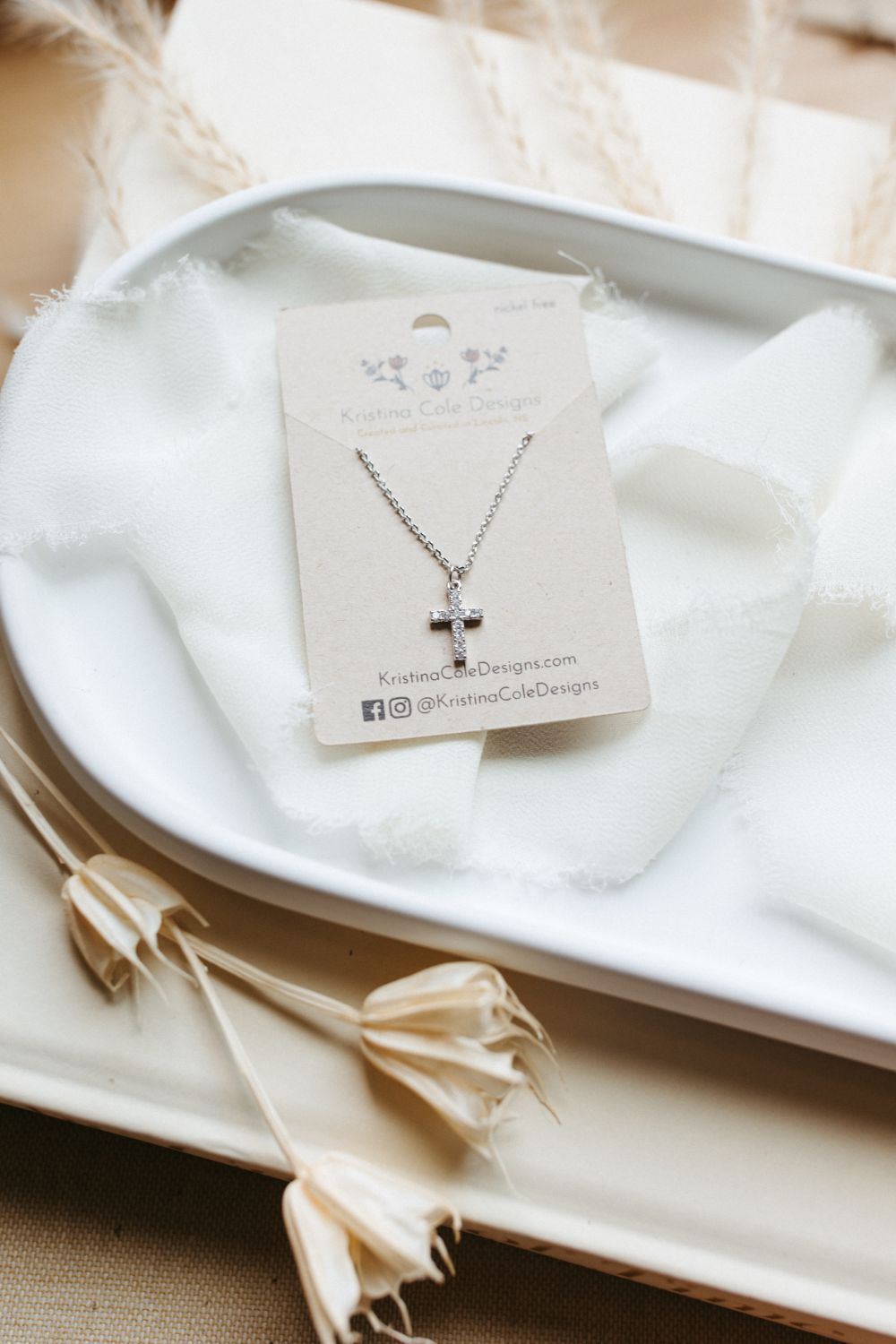 Silver/Diamond Cross Necklace