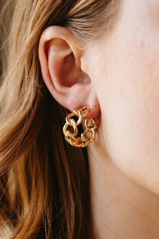 Gold Chunky Chain Hoops
