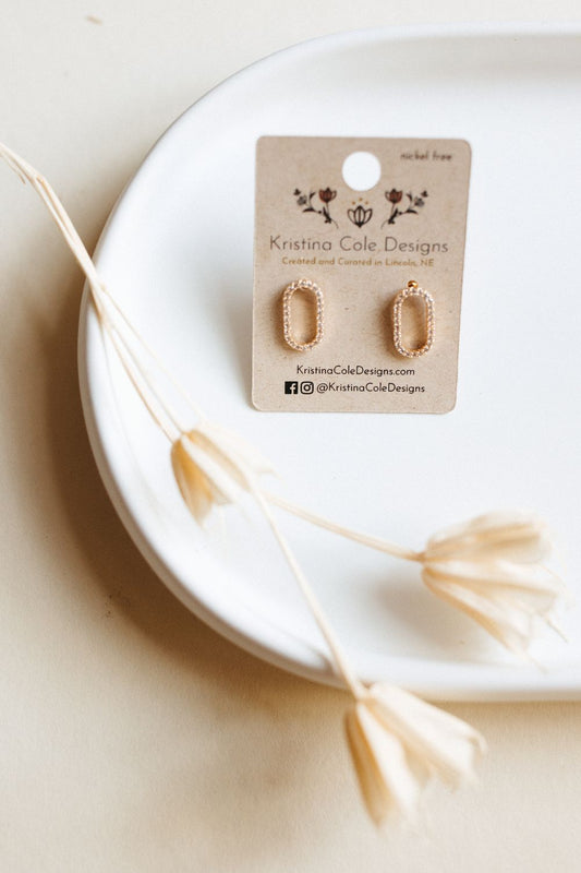 Gold/Diamond Oval Studs