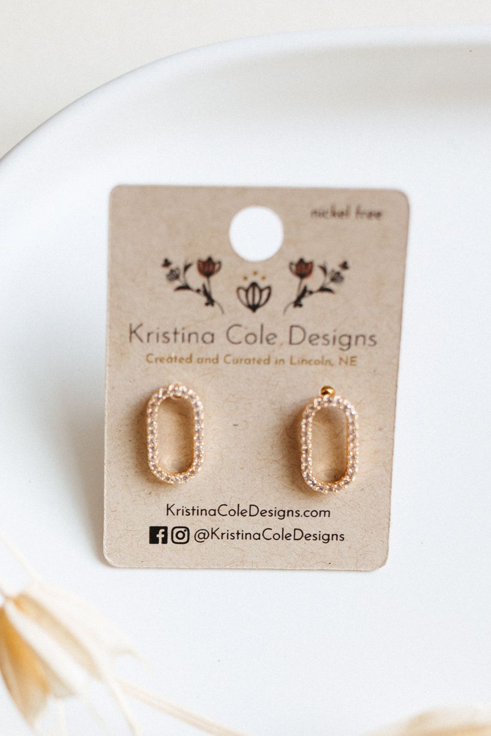 Gold/Diamond Oval Studs