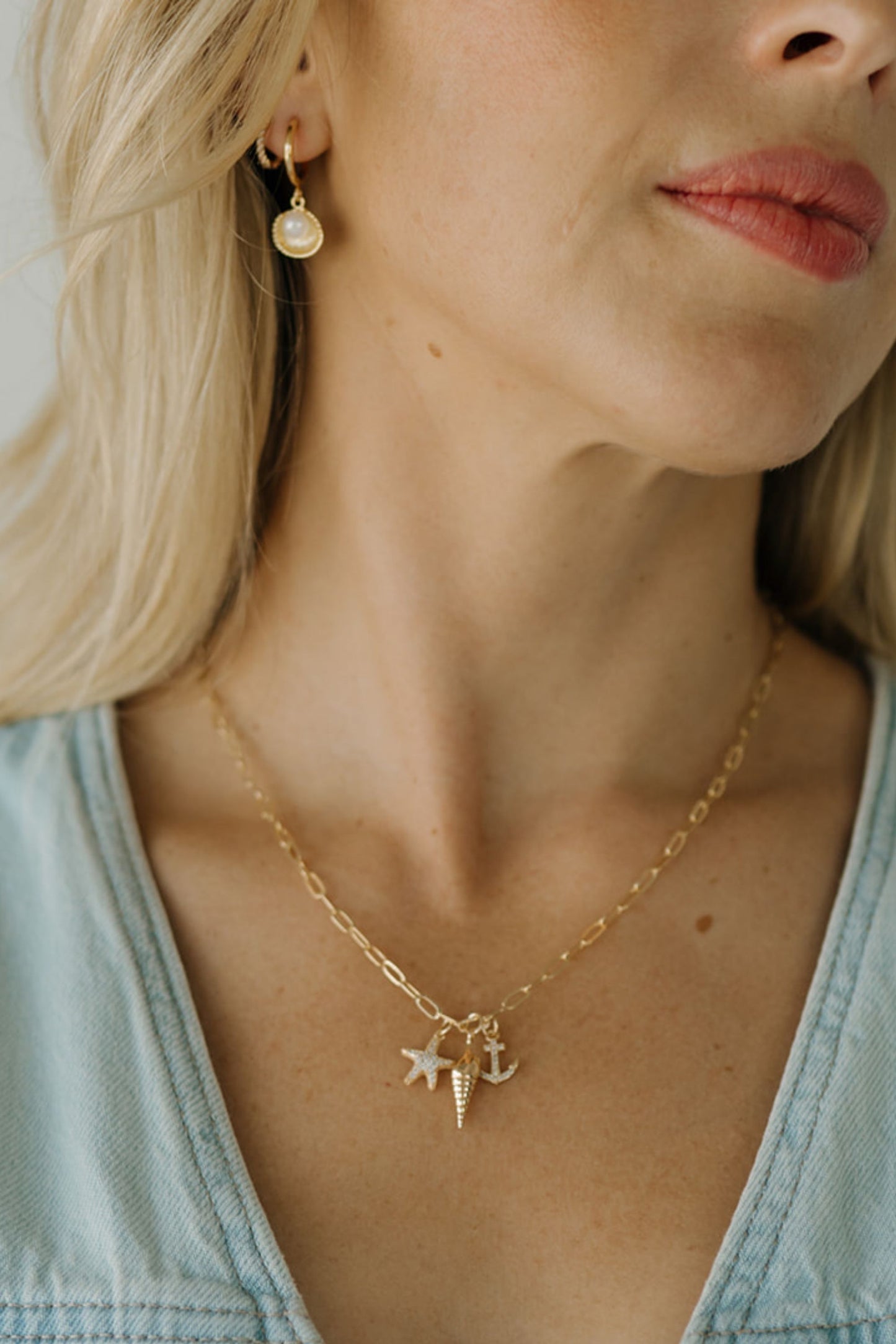 Gilded Oyster Huggie Earrings