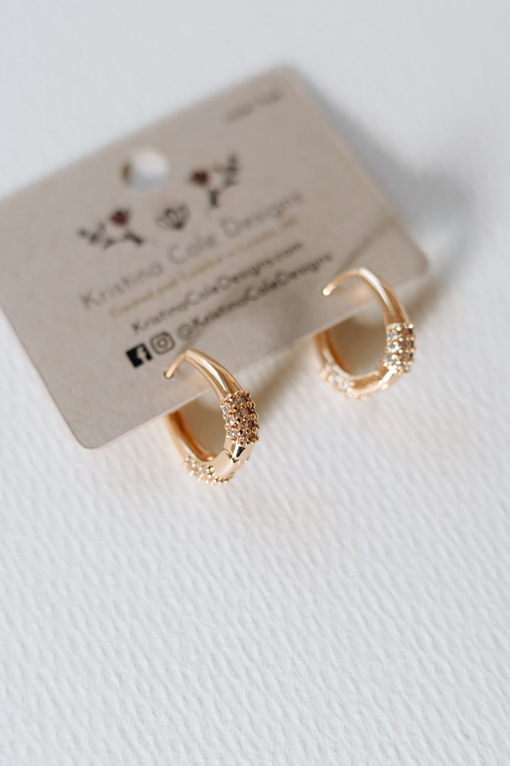 Gold Pave Stone Hoop Earrings