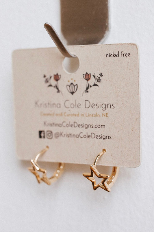 Gold Star Huggie Hoops