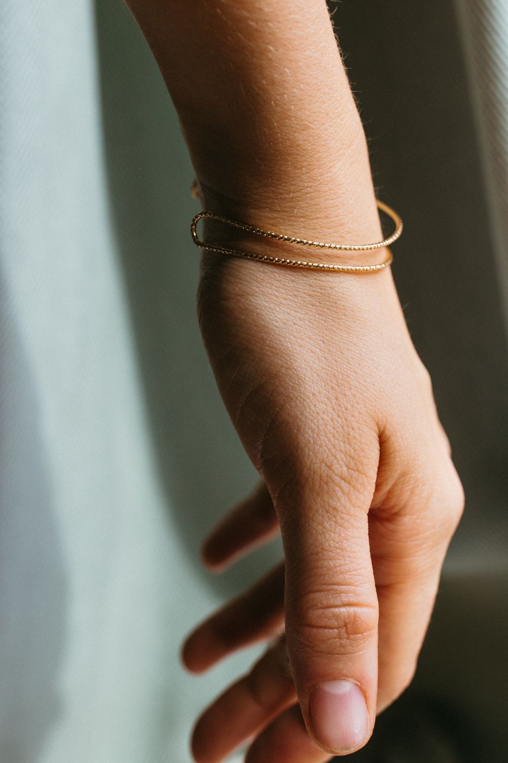 Gold Textured Double Stacked Bracelet