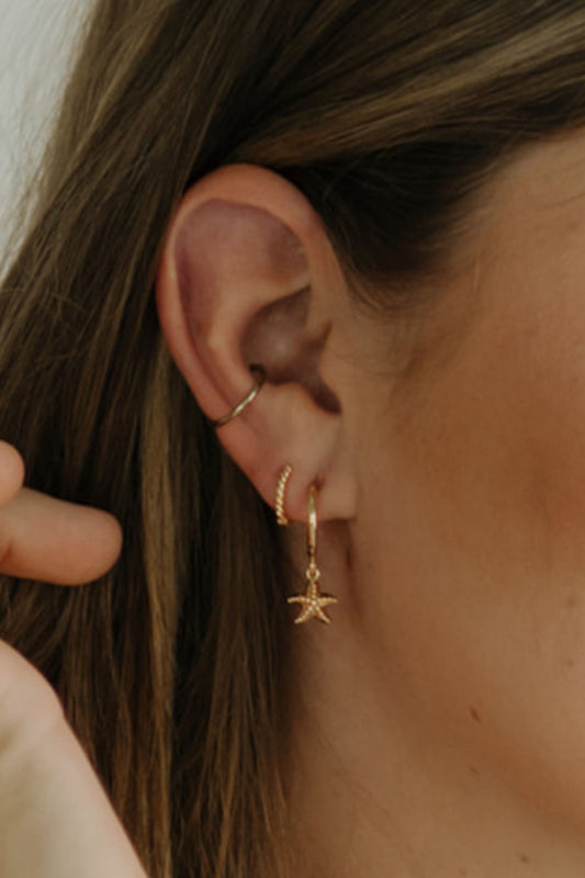 Gold Twisted Huggie Earrings