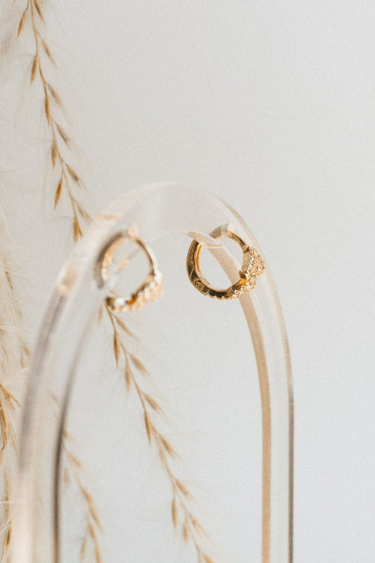 Gold/Diamond Arrow Huggie Hoops