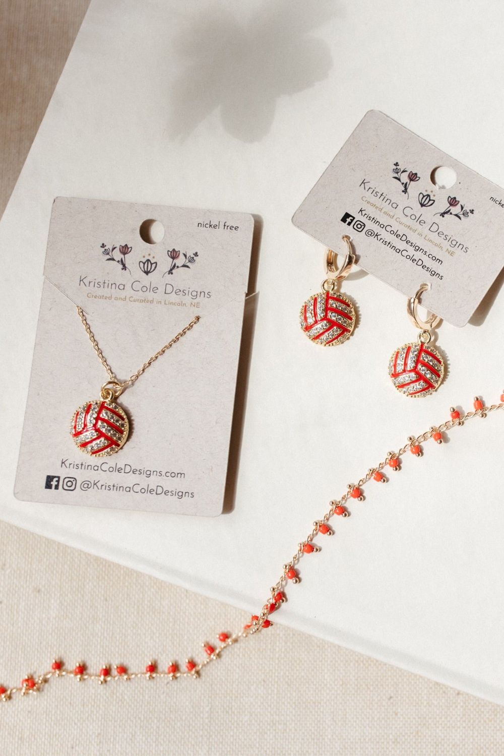 Gold/Diamond Nebraska Volleyball Dangles