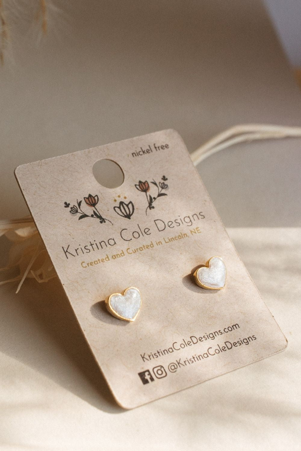 Gold/Opal Heart Studs