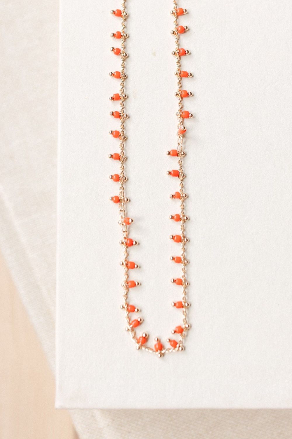 Gold/Red Beaded Necklace