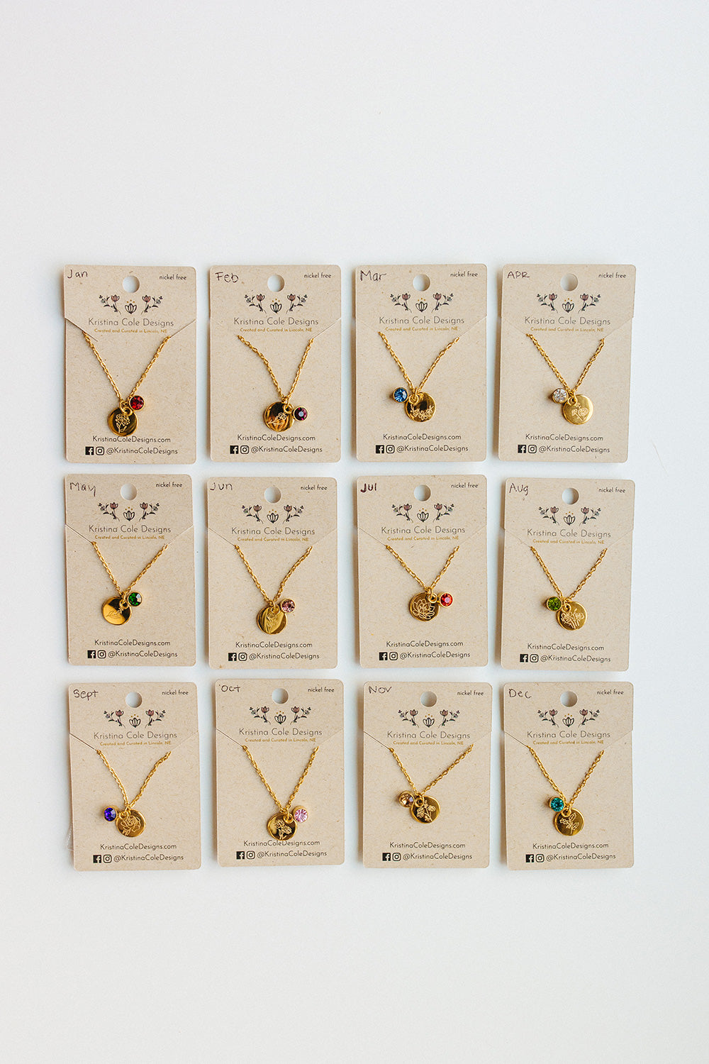 Gold Birthstone and Flower Necklace