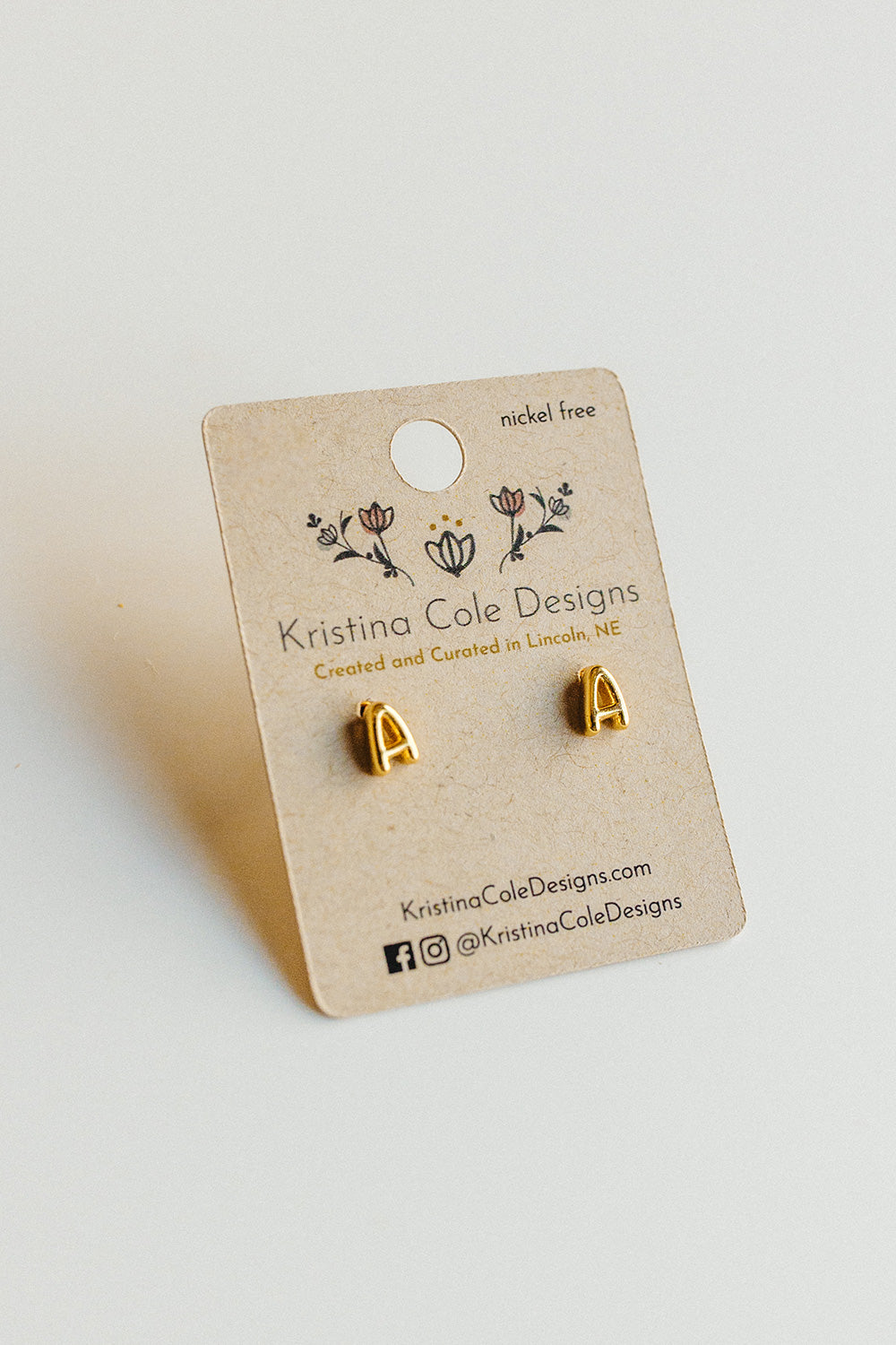 Gold Initial Stud Earrings