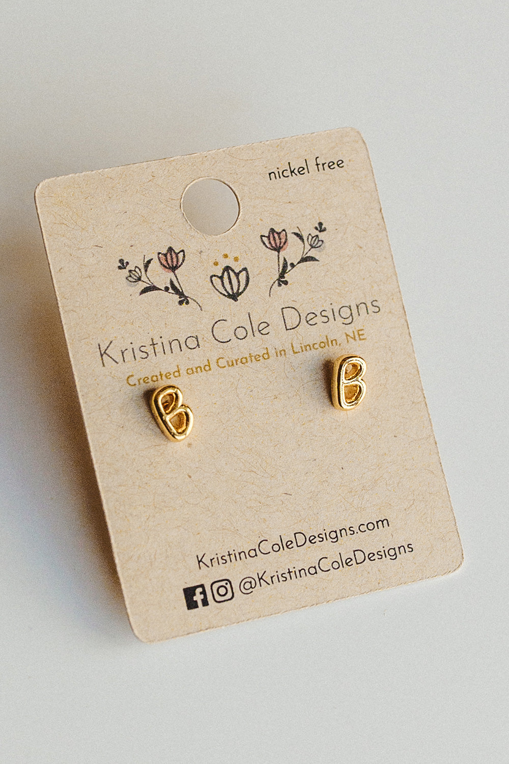 Gold Initial Stud Earrings
