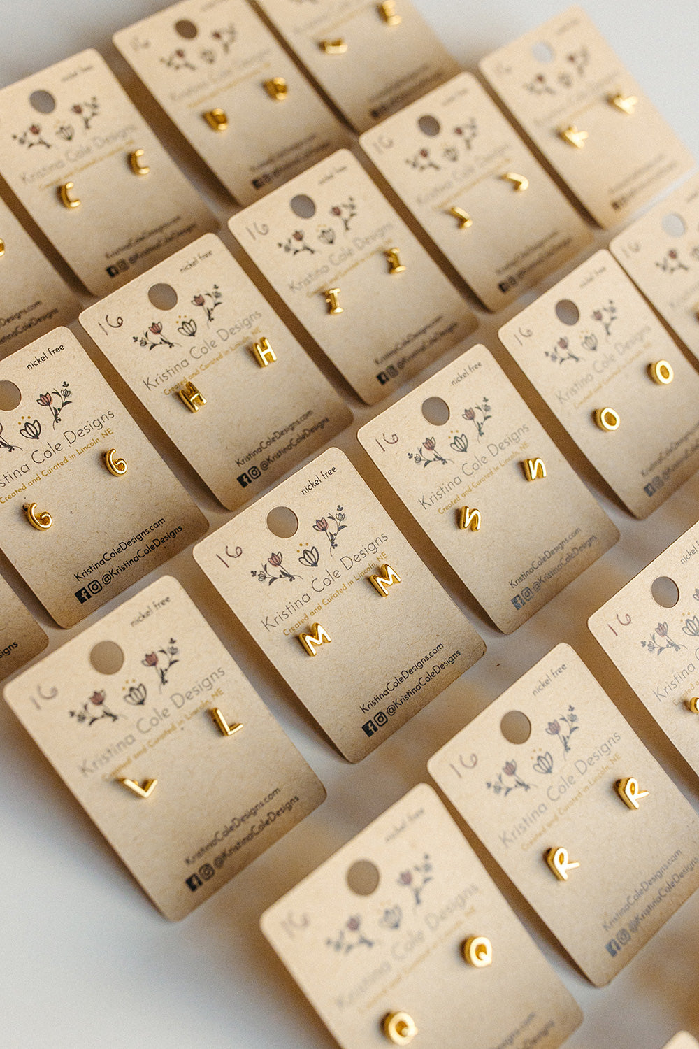 Gold Initial Stud Earrings