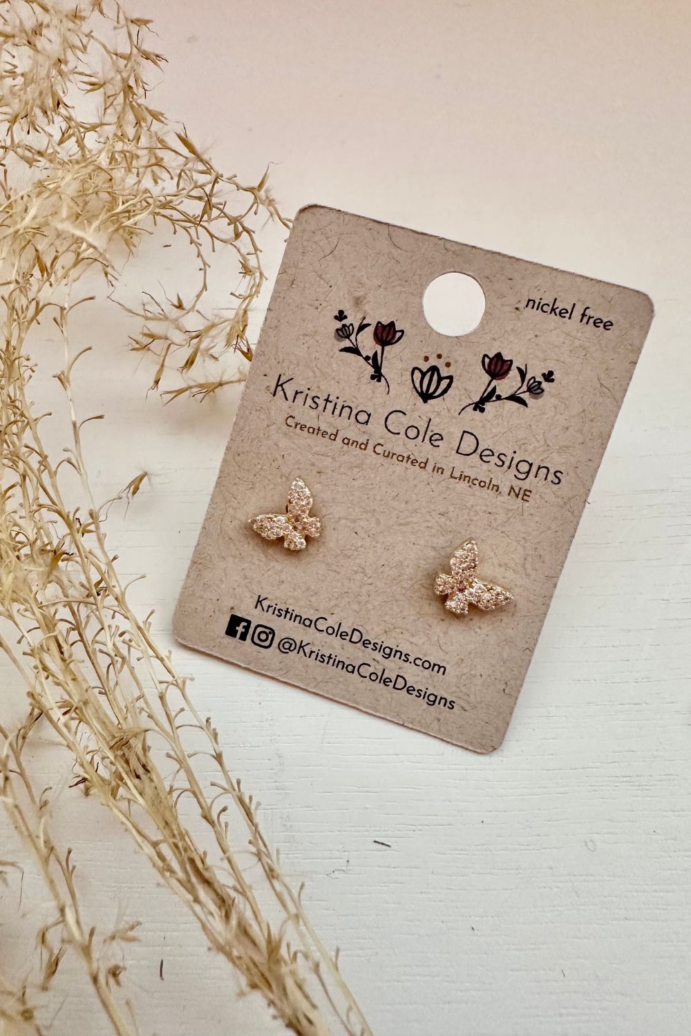 Gold Butterfly Studs