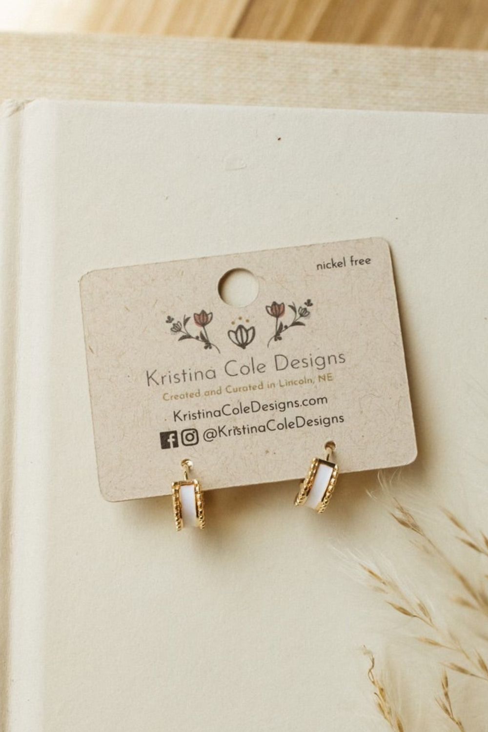 Gold/White Texture Hoops