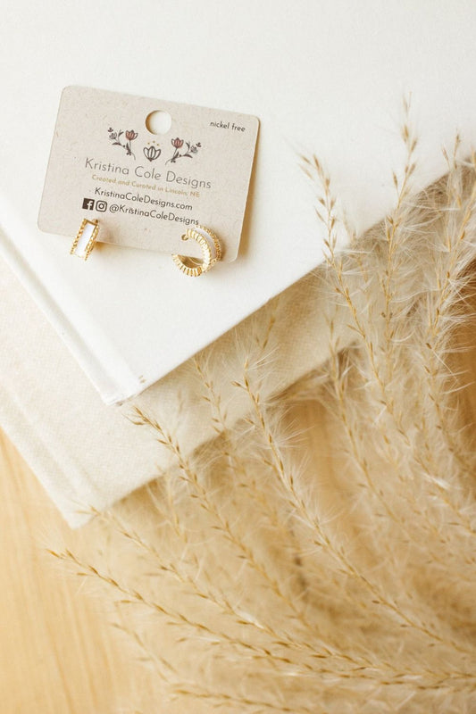 Gold/White Texture Hoops