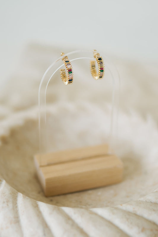 Mosaic Gemstone Hoop Earrings