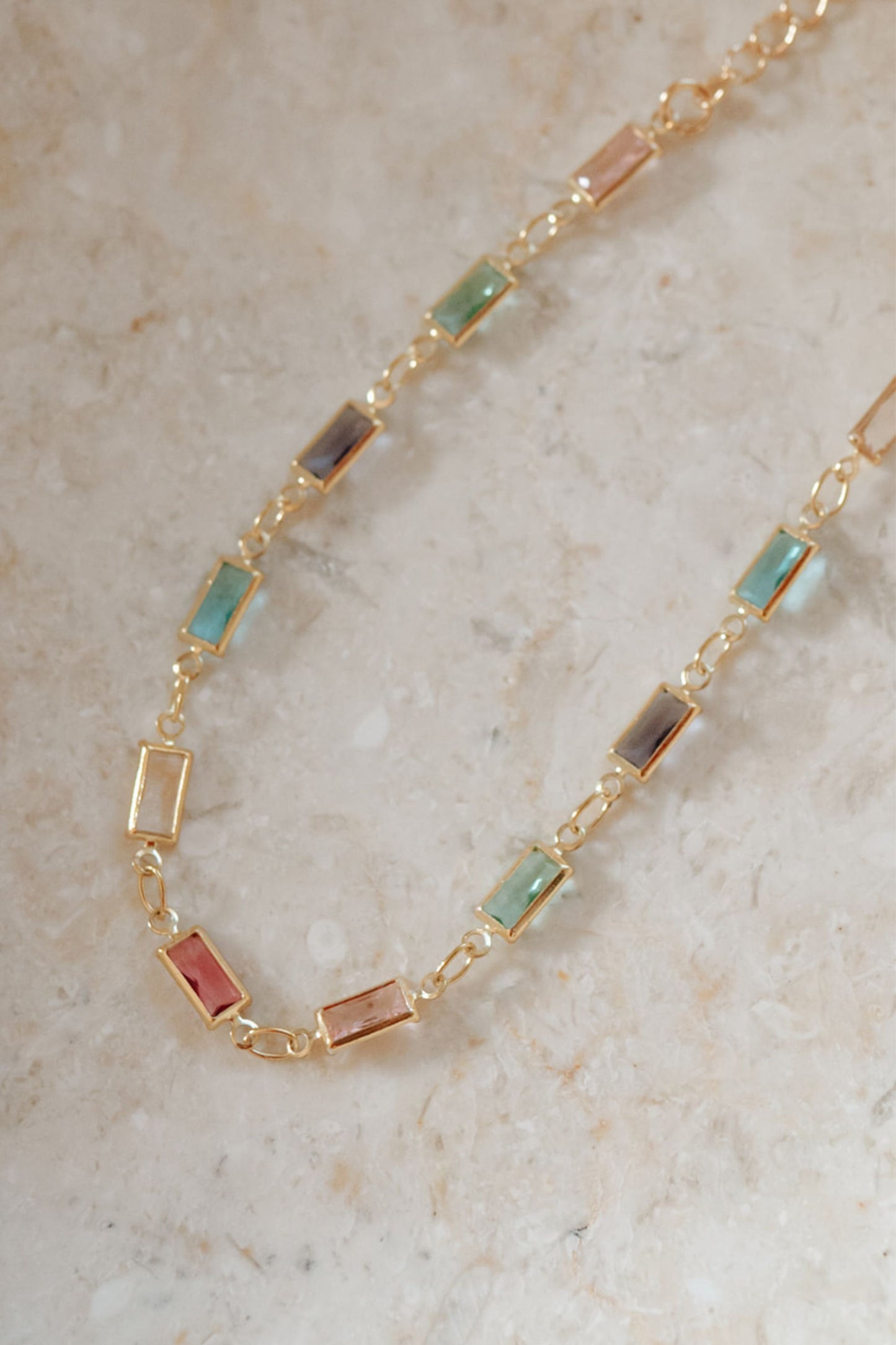 Multicolor Shattered Glass Stone Gold Bracelet