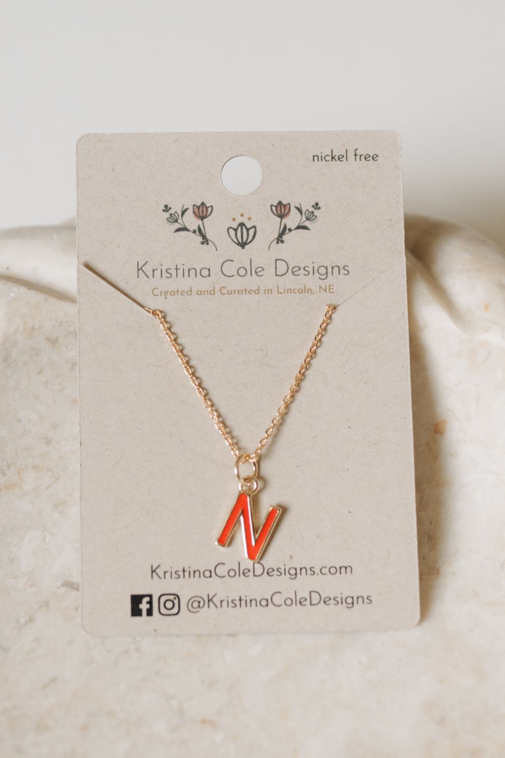 Nebraska Huskers Enamel Initial Necklace - Gold
