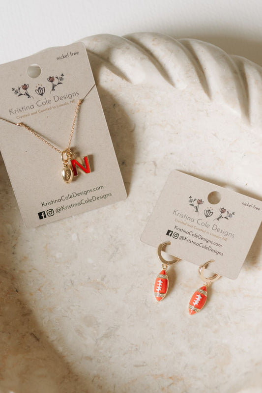Nebraska Huskers Football Initial Necklace - Gold
