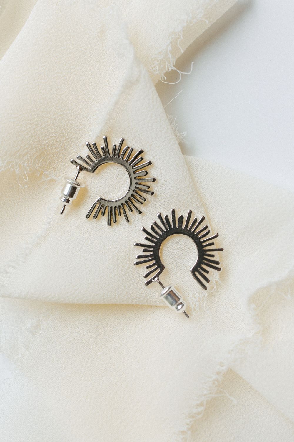 Silver Sun Hoop Earrings