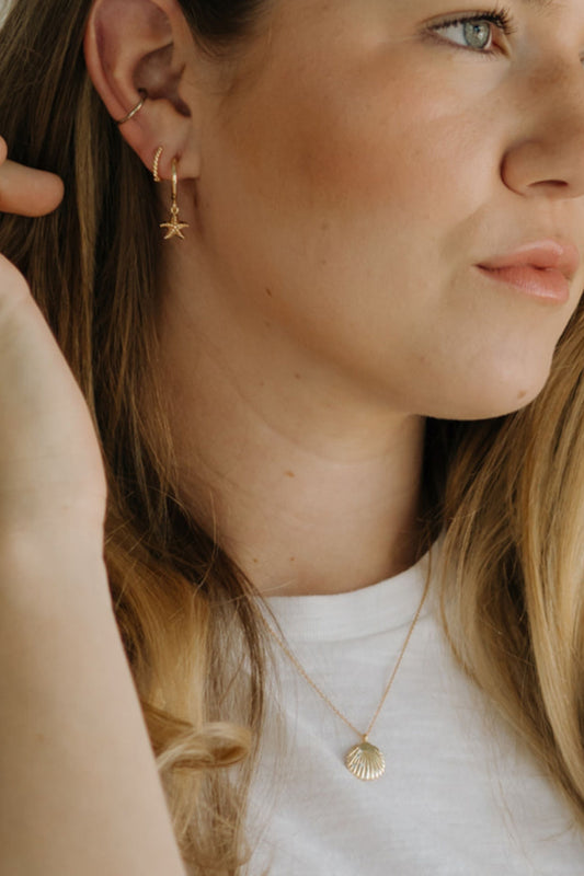 Gold Starfish Huggie Earrings