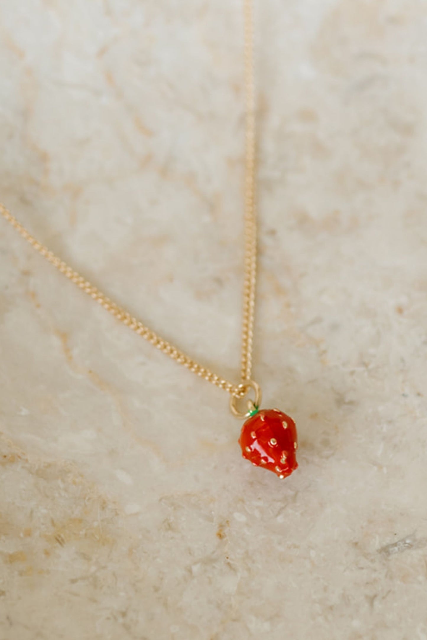 Strawberry Enamel Charm Necklace