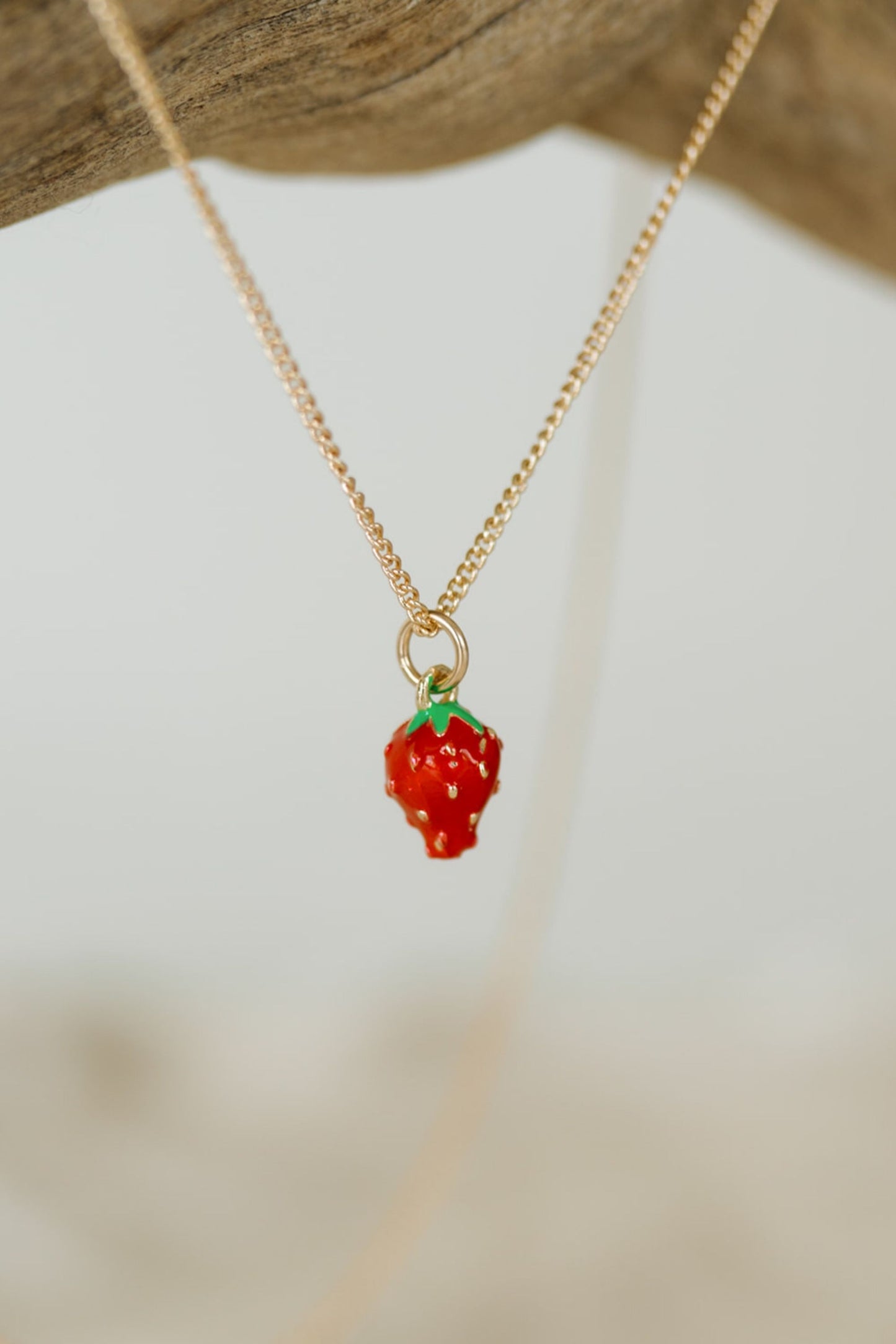 Strawberry Enamel Charm Necklace