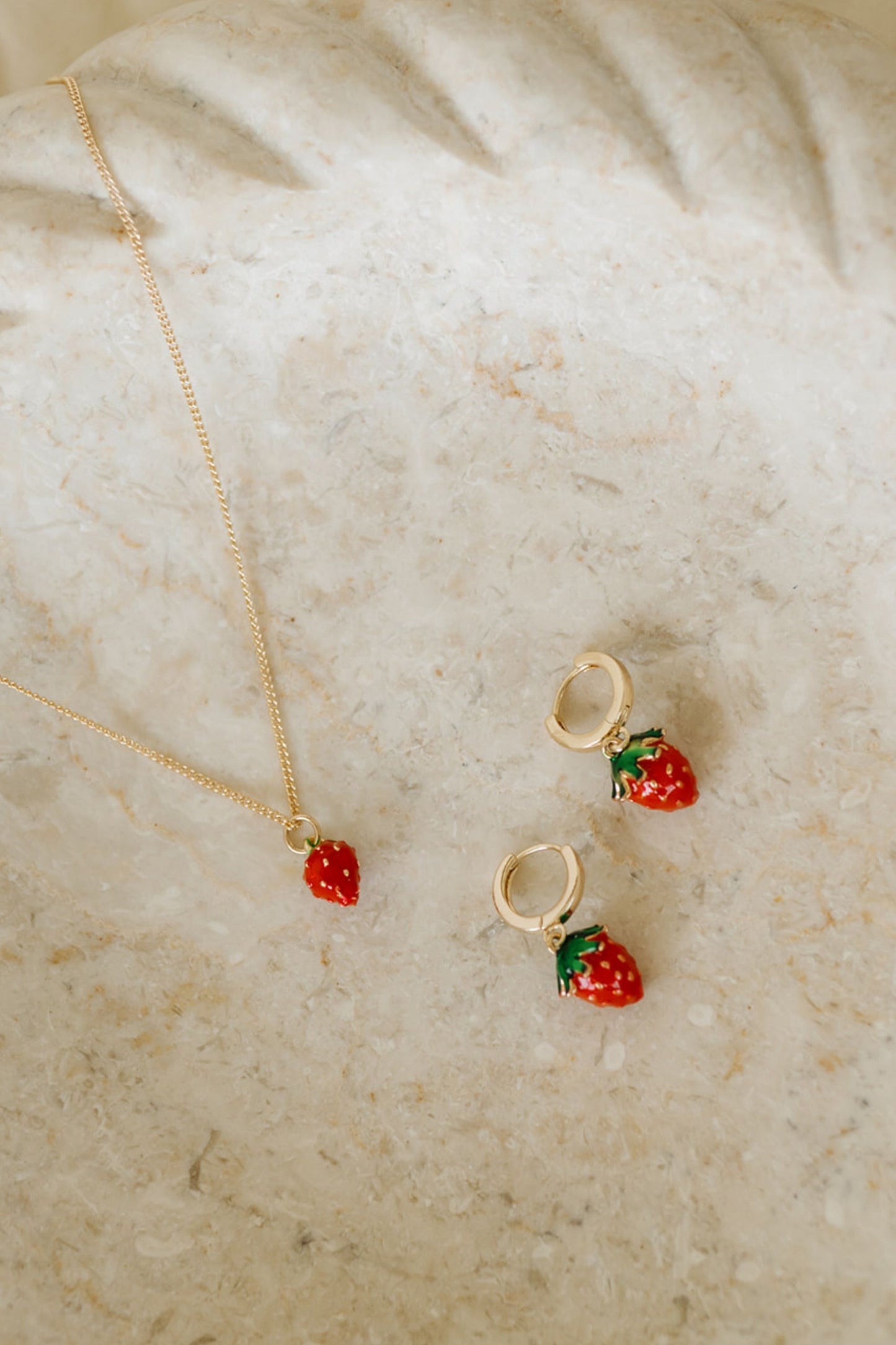 Strawberry Enamel Charm Necklace