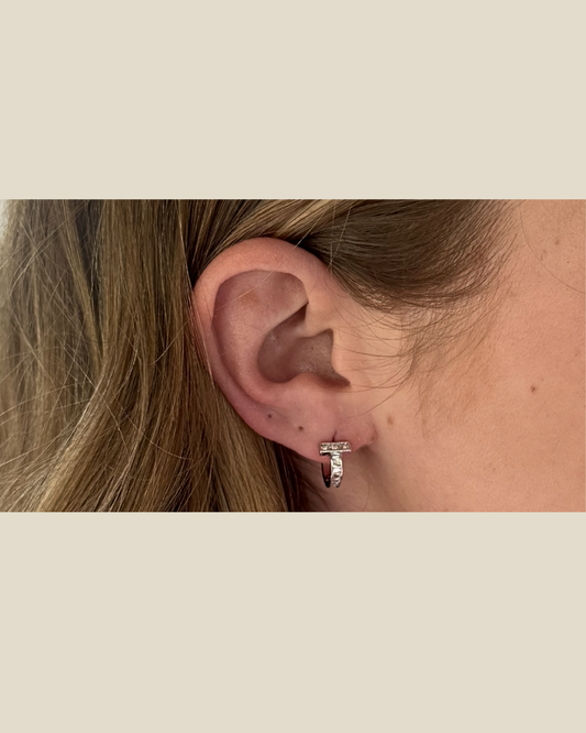 Pave Bar Huggie Hoops