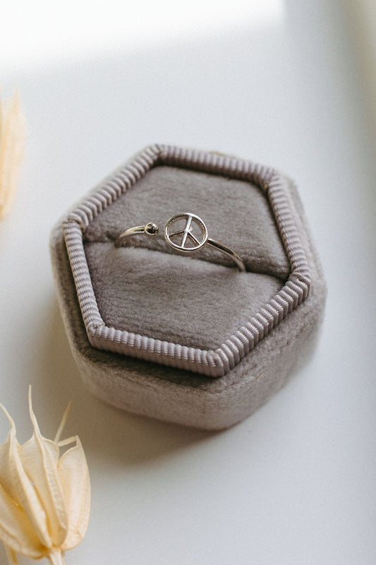 Silver Peace Sign Ring