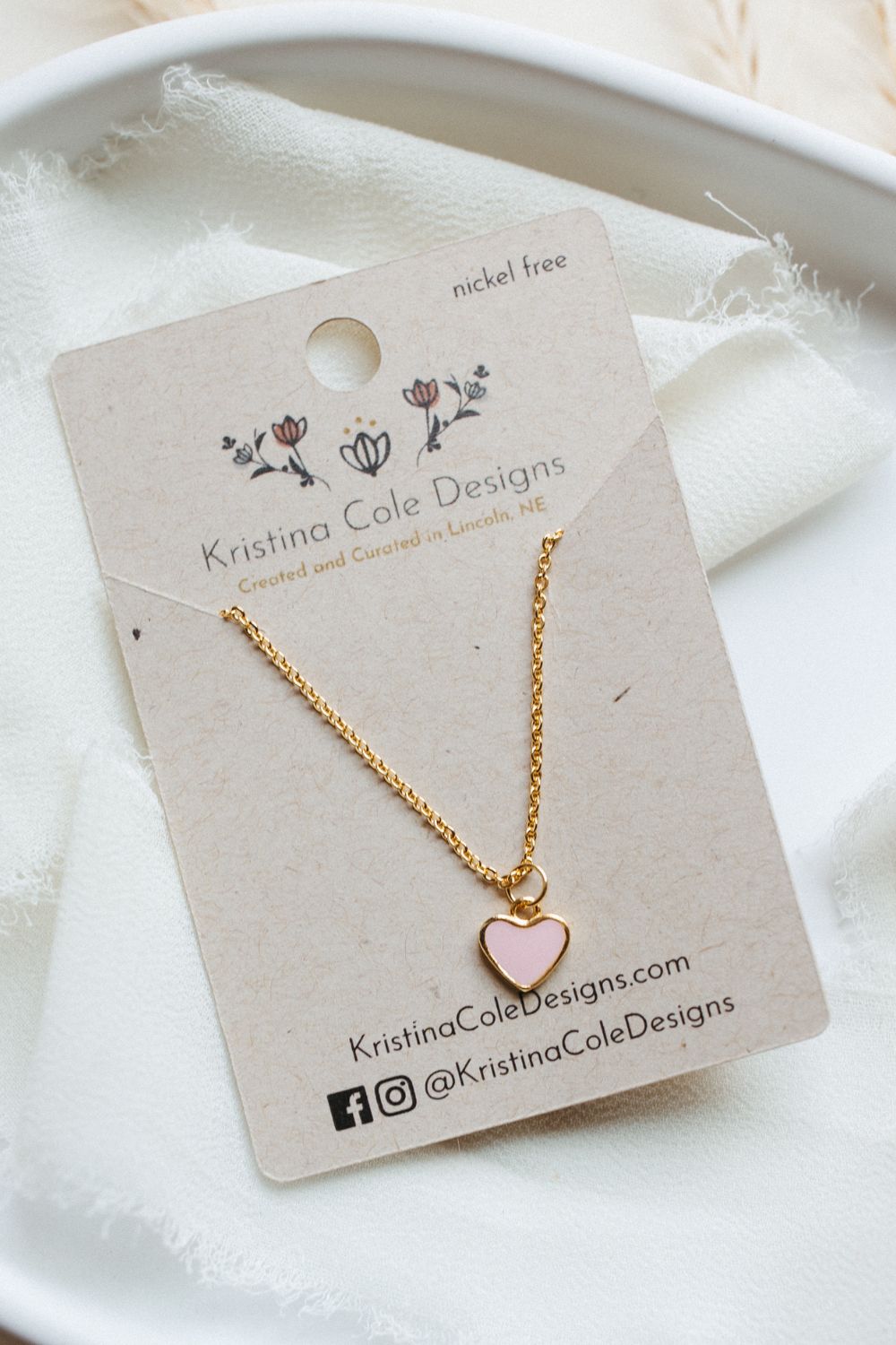 Gold/Pink Heart Necklace