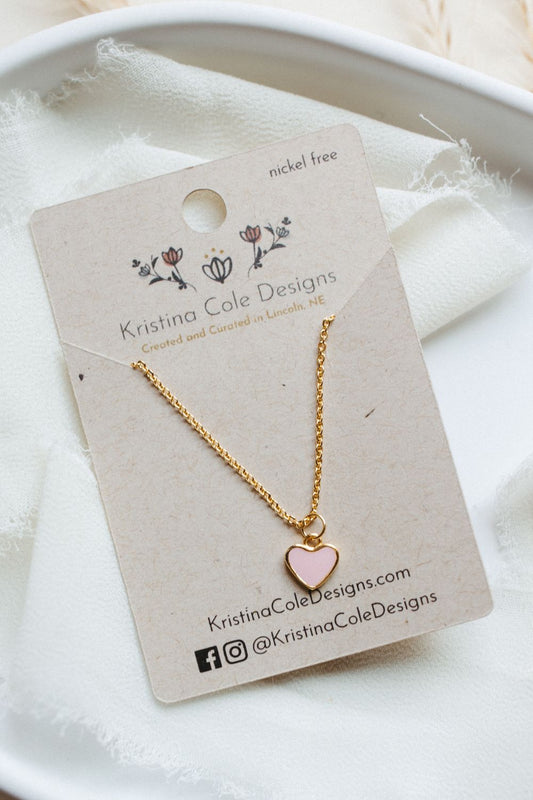 Gold/Pink Heart Necklace