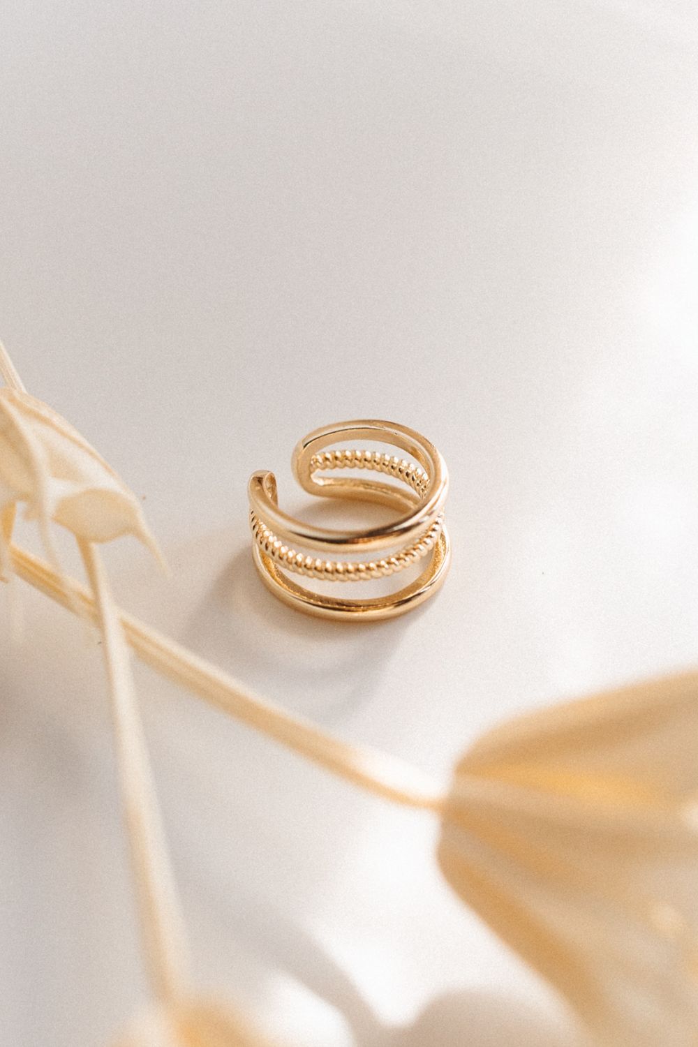 Gold Stacked Rope Ear Cuff