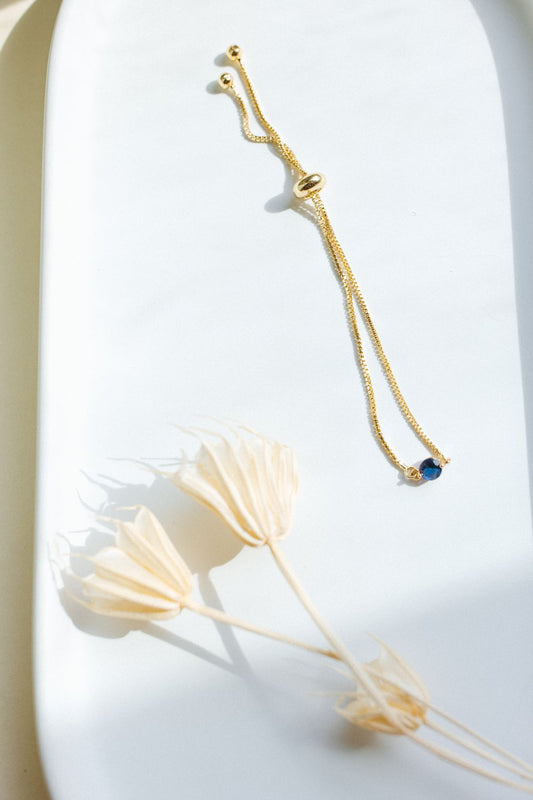 Gold/Dark Blue Stone Bracelet