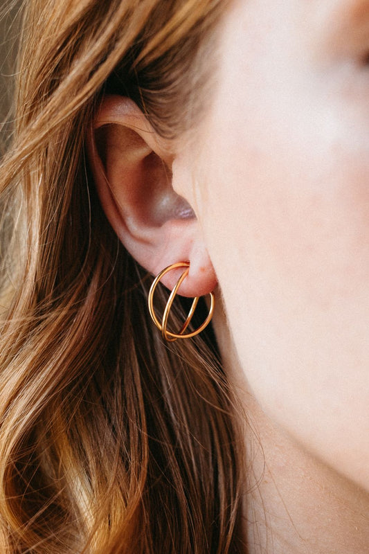 Gold Twisted Line Hoops