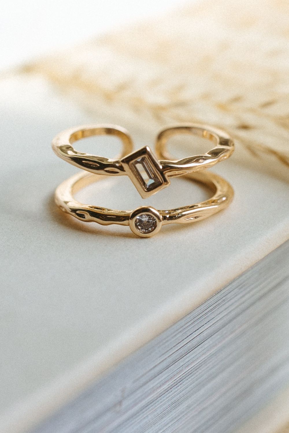 Gold/Jewel Double Stack Ring