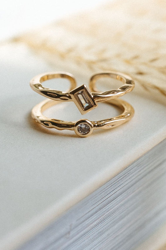 Gold/Jewel Double Stack Ring