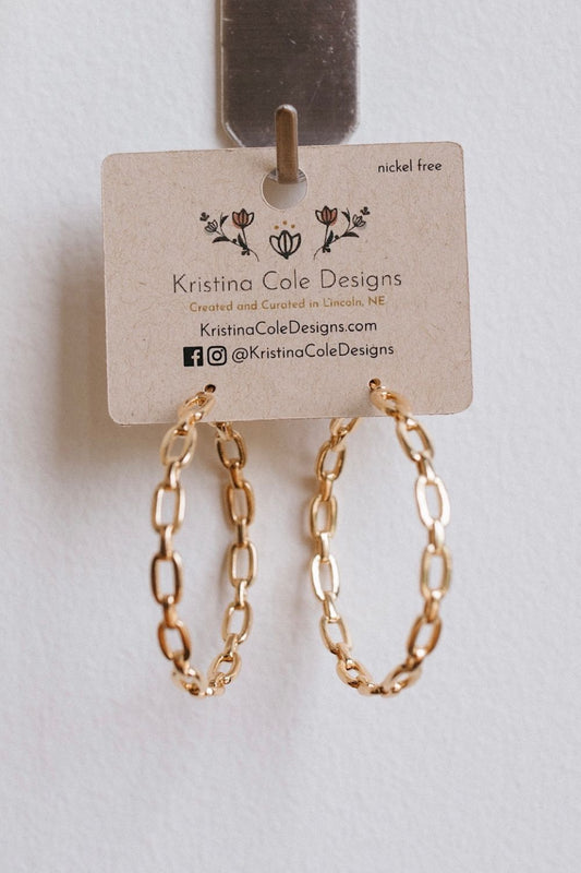Gold Large Chain Hoops
