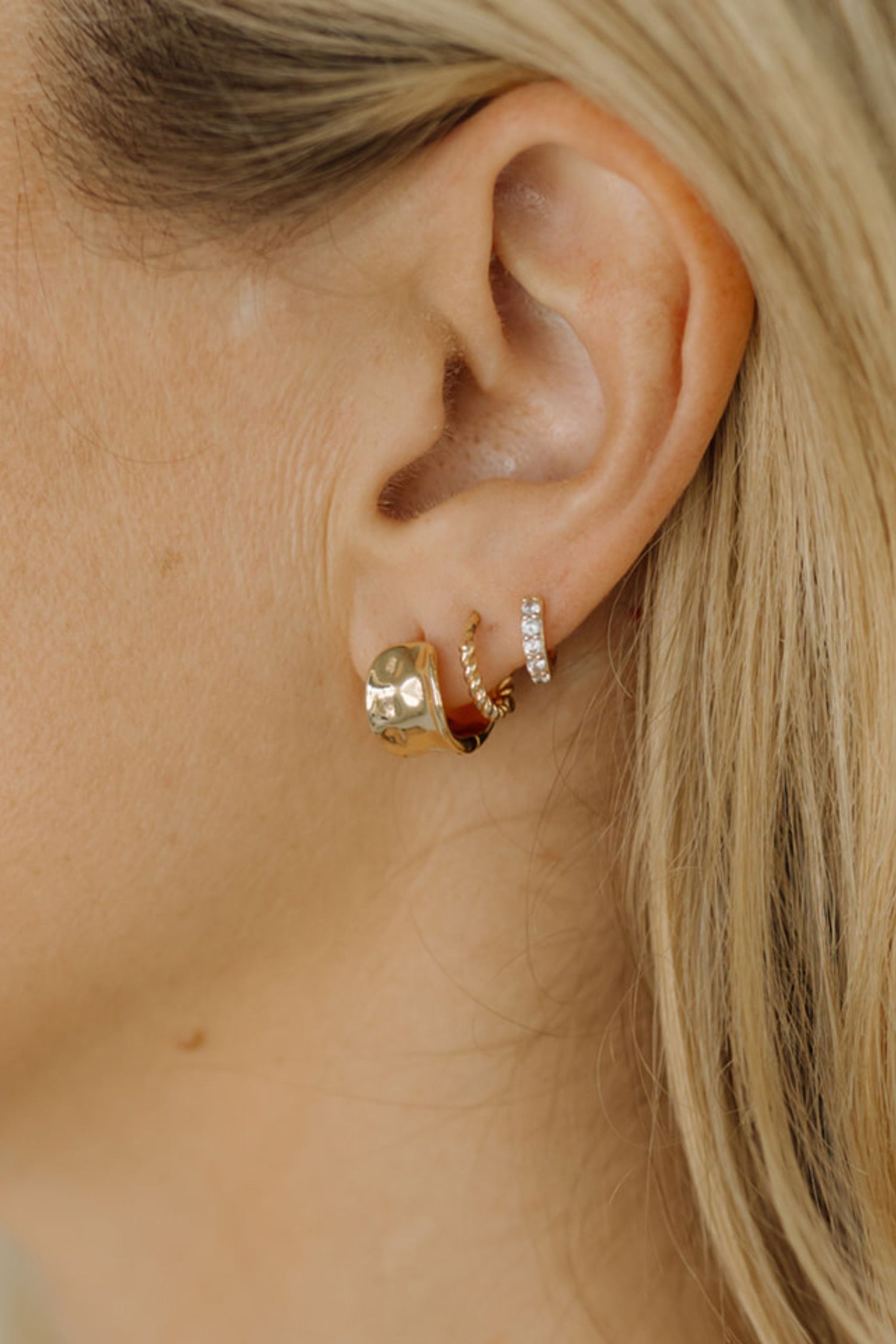 Silver Hammered Huggie Earrings